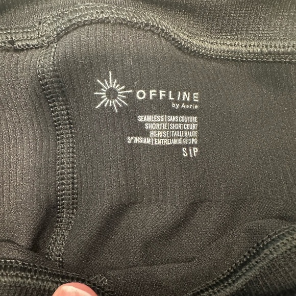 AERIE Ribbed Seamless 3” Drawcord Bike Short NWT Black Sizes S & M - Picture 3 of 7